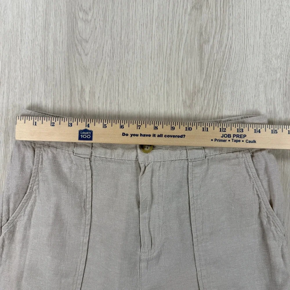 Linen Cargo Pants C&C California Women L Beige Drawstring Coastal Utility Casual
